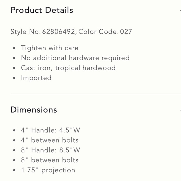 Anthropologie Addie Kitchen Handle Pair 8” NIB - Picture 6 of 11